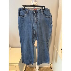 Smith's Workwear Dungaree Jeans Womens 16W Medium Wash Wide Leg Blue Denim